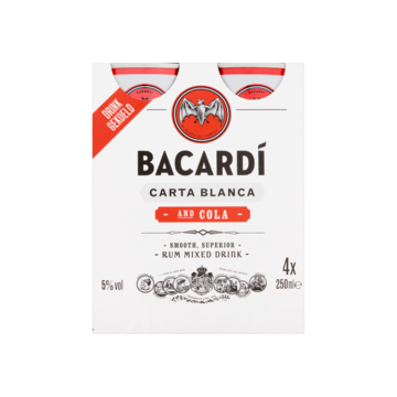 Bacardí Rum en Cola 4 x 250 ml bij Jumbo van Bacardí