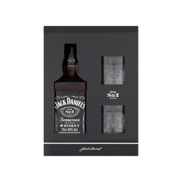 Jack Daniel’s Old No. 7 Tennessee Sour Mash Whiskey 70 cl + 2 Glazen van Jack Daniel’s